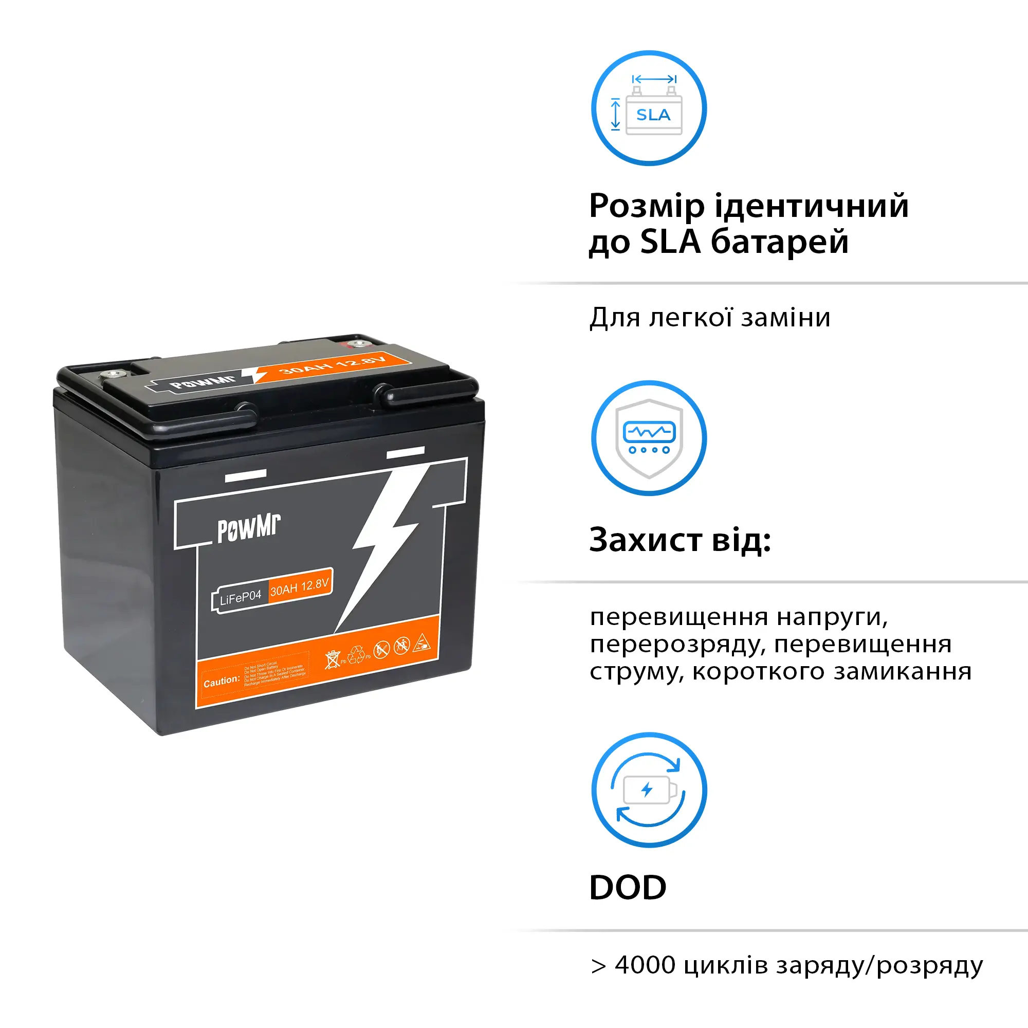 Купить Батарея Li-ion PowMr 30Ah 12.8V Lifepo4 - фото 2