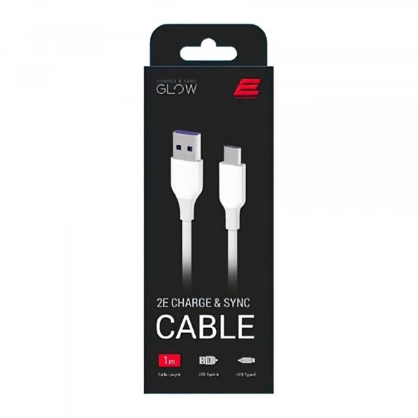 Купити Дата кабель USB 2.0 AM to Type-C 1.0m Glow white 2E (2E-CCAC-WH) - фото 2