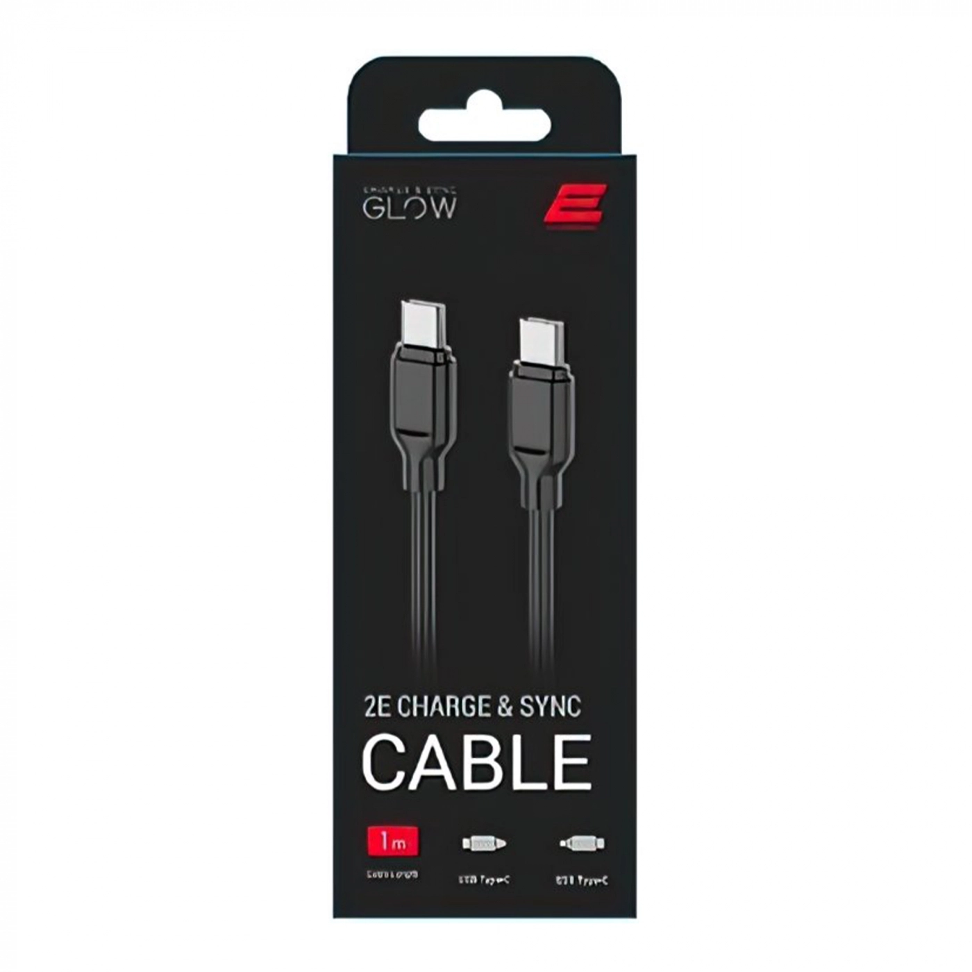 Купити Дата кабель USB-C to USB-C 1.0m Glow 60W black 2E (2E-CCCC-BL) - фото 2