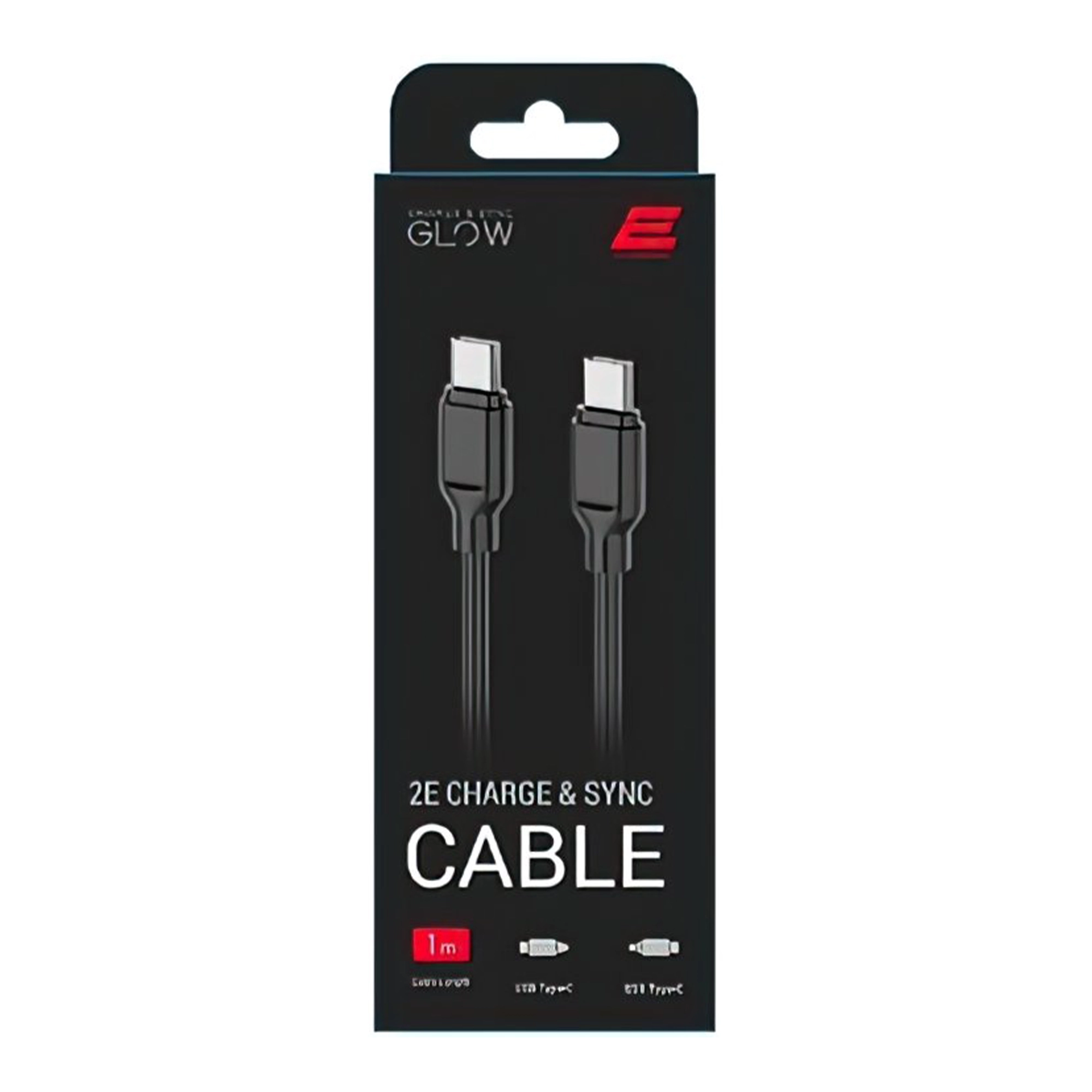 Купити Дата кабель USB-C to USB-C 1.0m Glow 60W black 2E (2E-CCCC-BL) - фото 2