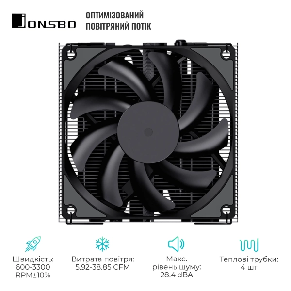 Купить Процессорный кулер JONSBO HX4170D Black (92mm/4pin/LGA1200/115X/1700/AM4/4PIN PWM) - фото 3