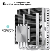 Купити Процесорний кулер JONSBO HX6200D White (120mm/4pin/LGA 1700/1200/115X/AM4/AM5/4PIN PWM) - фото 6