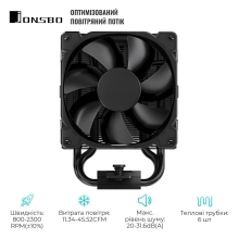 Купити Процесорний кулер JONSBO HX6210 Black (92mm/4pin/800-2300RPM/31.6Dba/6 тепл. трубки/4PIN PWM) - фото 3