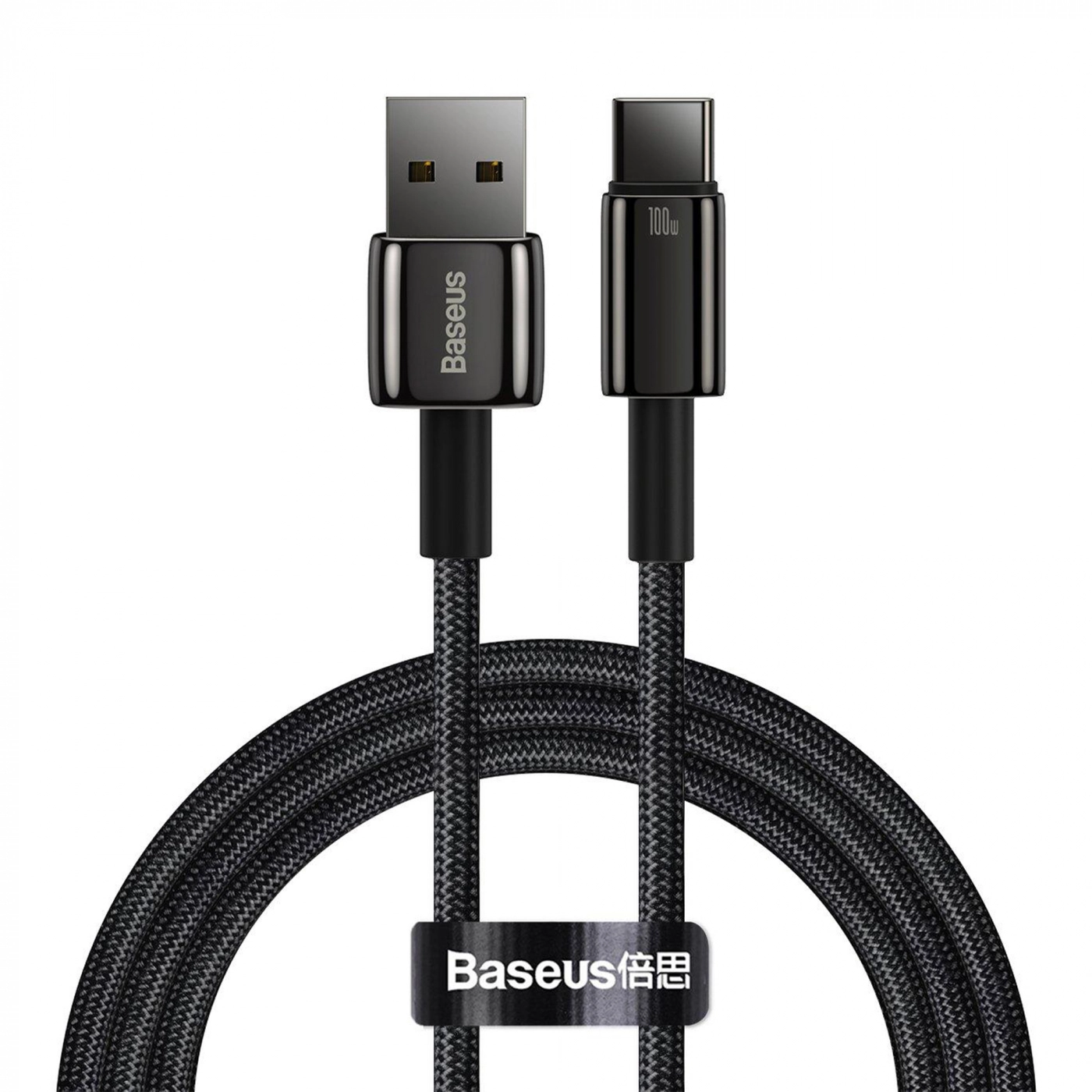 Купить Кабель Baseus Tungsten Gold Fast Charging Data Cable USB to Type-C 100W 1m Black - фото 1