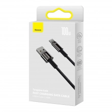 Купить Кабель Baseus Tungsten Gold Fast Charging Data Cable USB to Type-C 100W 1m Black - фото 9