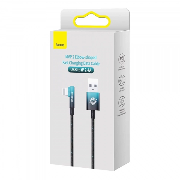 Купить Кабель Baseus MVP 2 Elbow-shaped Fast Charging Data Cable USB to iP 2.4A 1m Black|Blue - фото 8