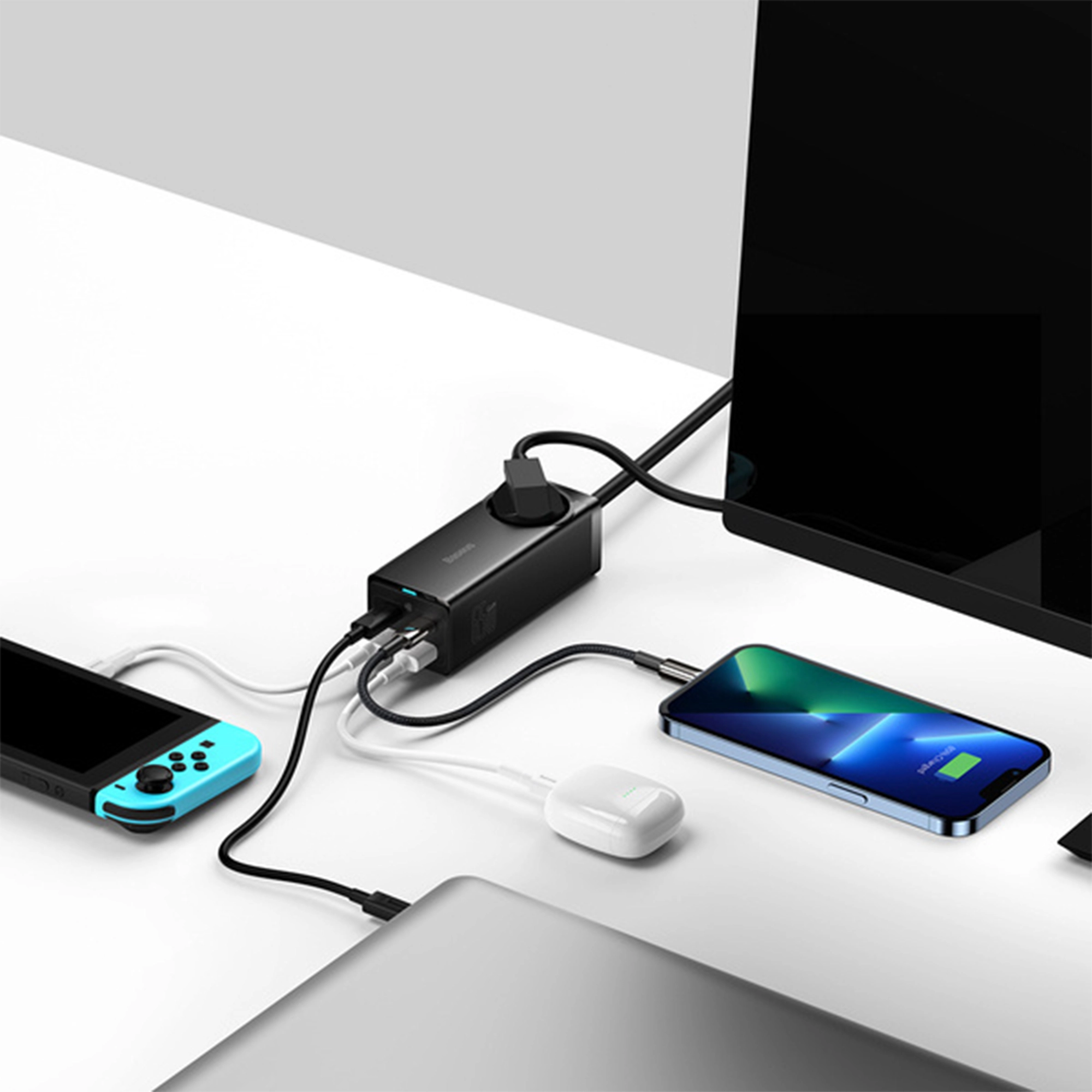 Купить Зарядное устройство Baseus GaN3 Pro Desktop Powerstrip AC+2U+2C 65W EU Black (Include charging Cable Type-C) - фото 7