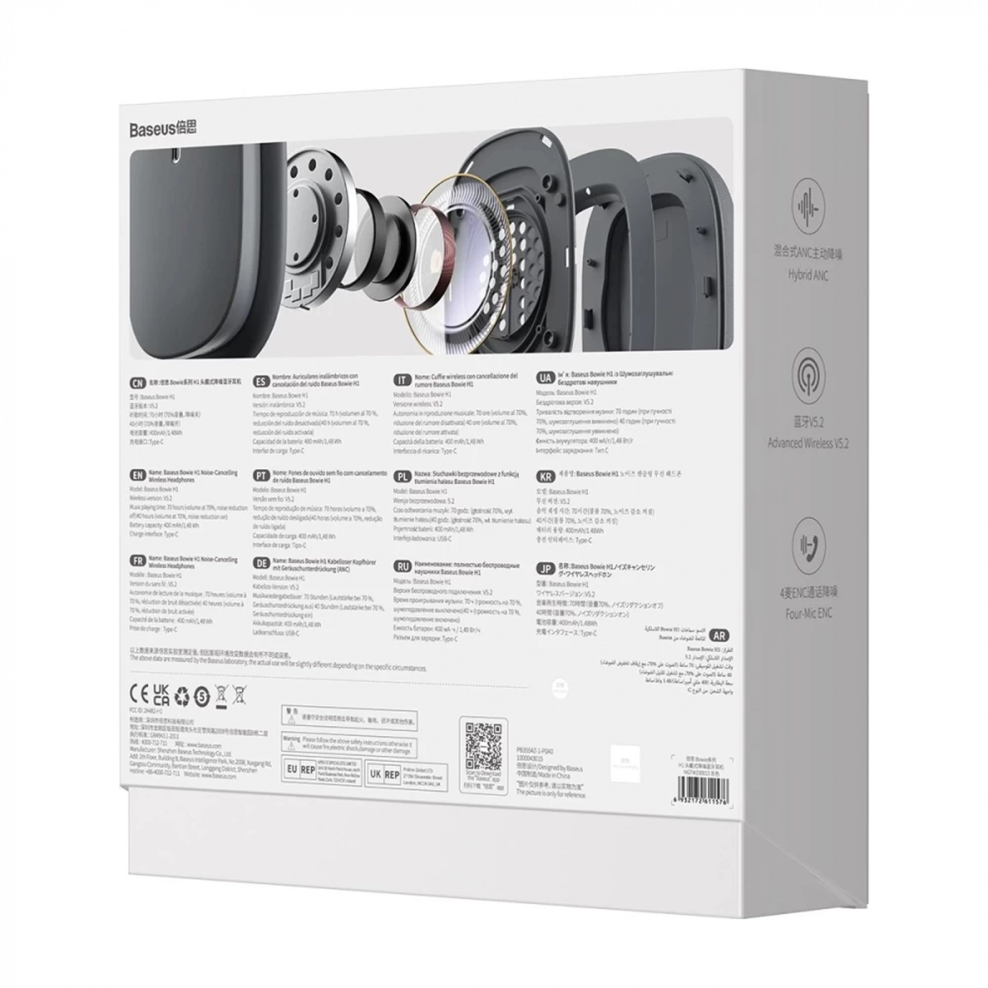 Купить Наушники Baseus Bowie H1 Noise-Cancelling Wireless Headphones Gray - фото 9