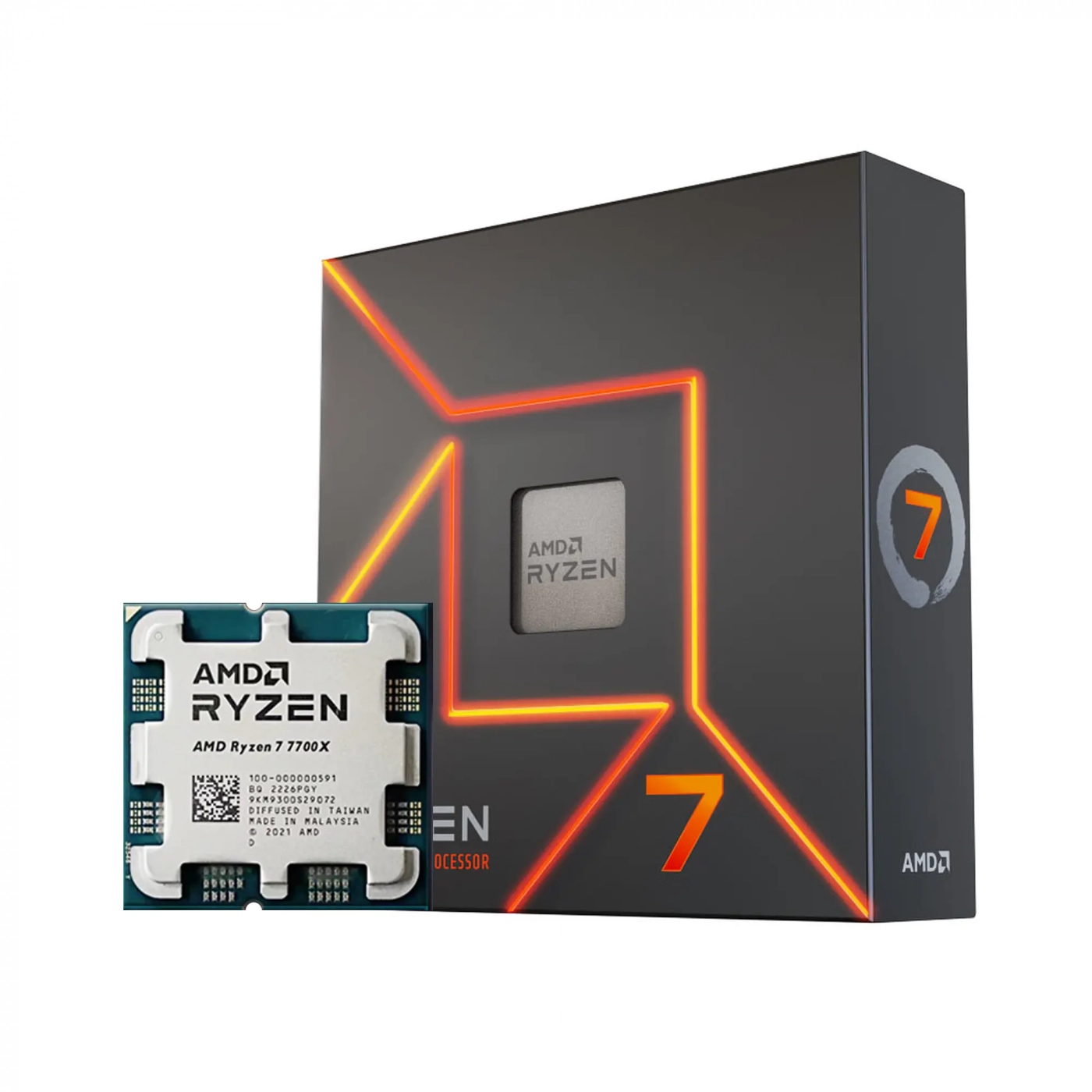 Купить Процессор AMD Ryzen 7 7700X (8C/16T, 5.5-5GHz,40MB,105W,AM5) BOX - фото 1