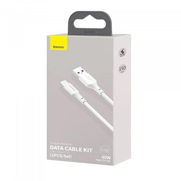 Купити Набір кабелів Baseus Simple Wisdom Data Cable Kit USB to Type-C 5A (2PCS/Set) 1.5m White - фото 3