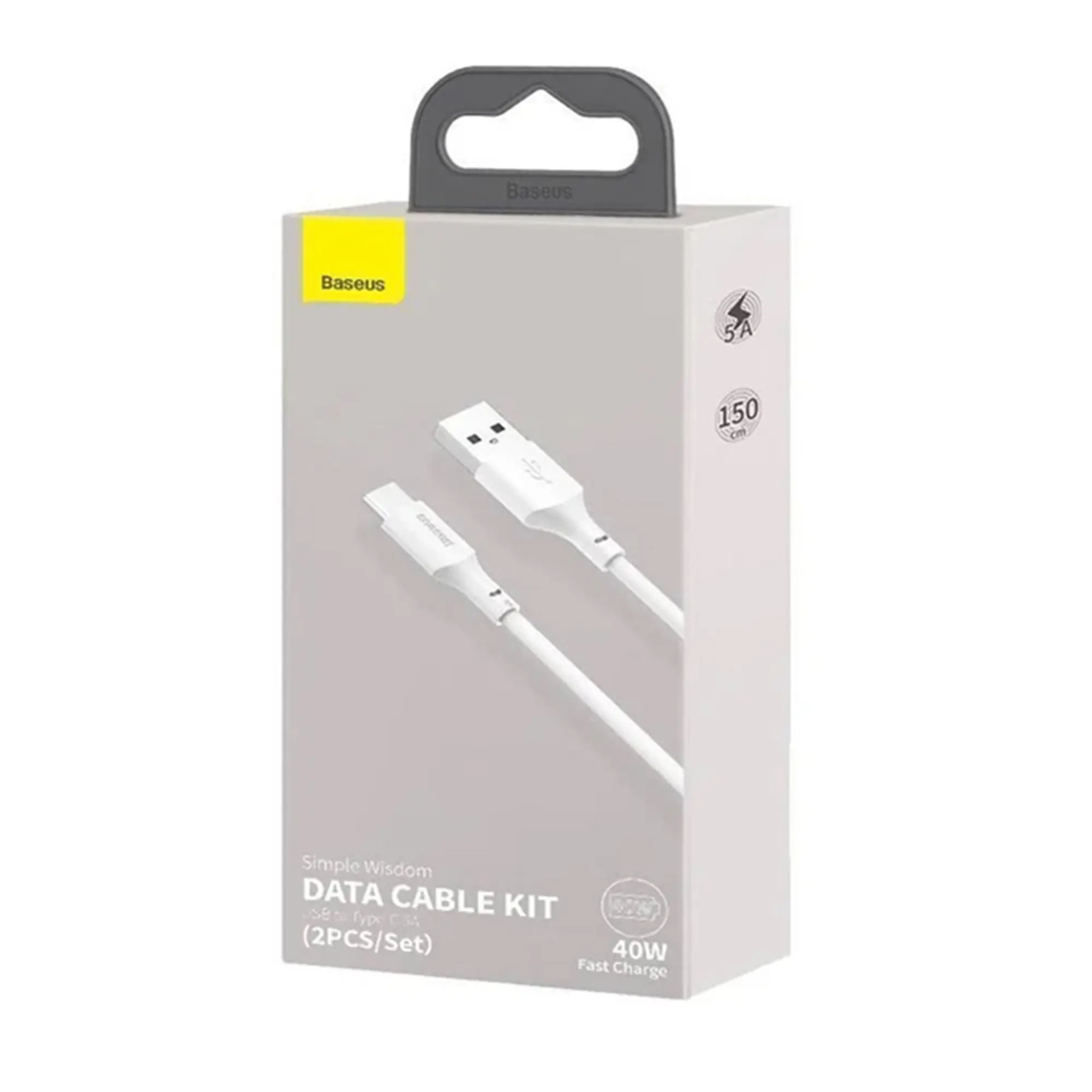 Купити Набір кабелів Baseus Simple Wisdom Data Cable Kit USB to Type-C 5A (2PCS/Set) 1.5m White - фото 3