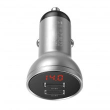 Купить Автомобильное зарядное устройство Baseus Digital Display Dual USB 4.8A Car Charger 24W Silver - фото 3
