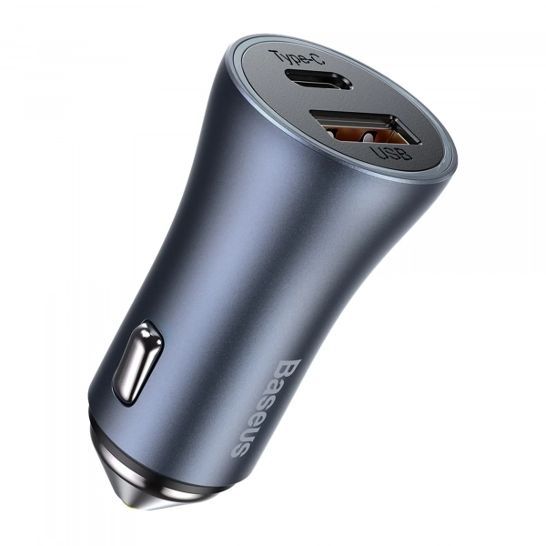 Купить Автомобильное зарядное устройство Baseus Golden Contactor Pro Dual Quick Charger Car Charger U+C 40W Dark Gray - фото 4