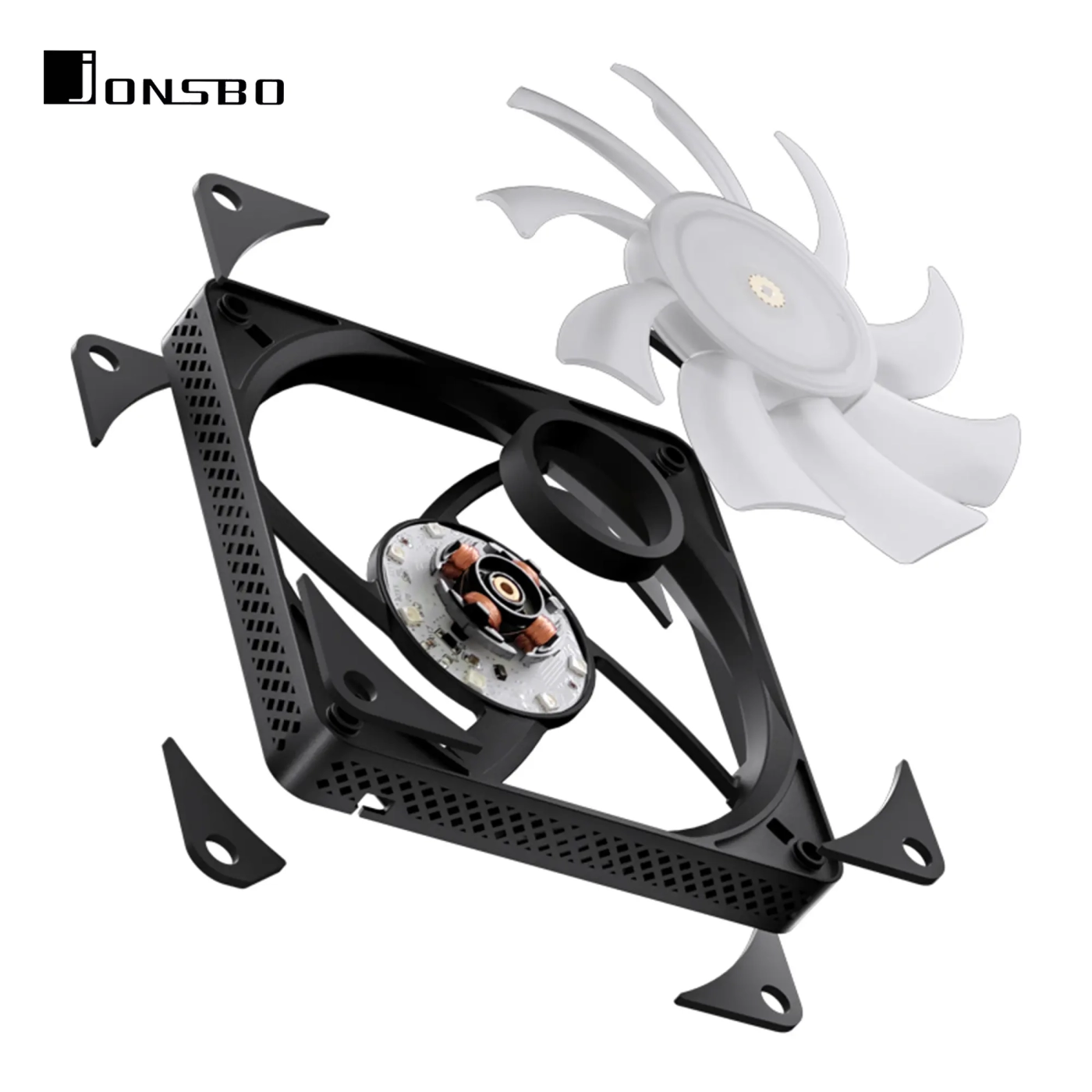 Купить Вентилятор JONSBO HF1215 Black RGB (120mm, 700-1800RPM, 29.7dB, 4pin+LED 3pin) - фото 4