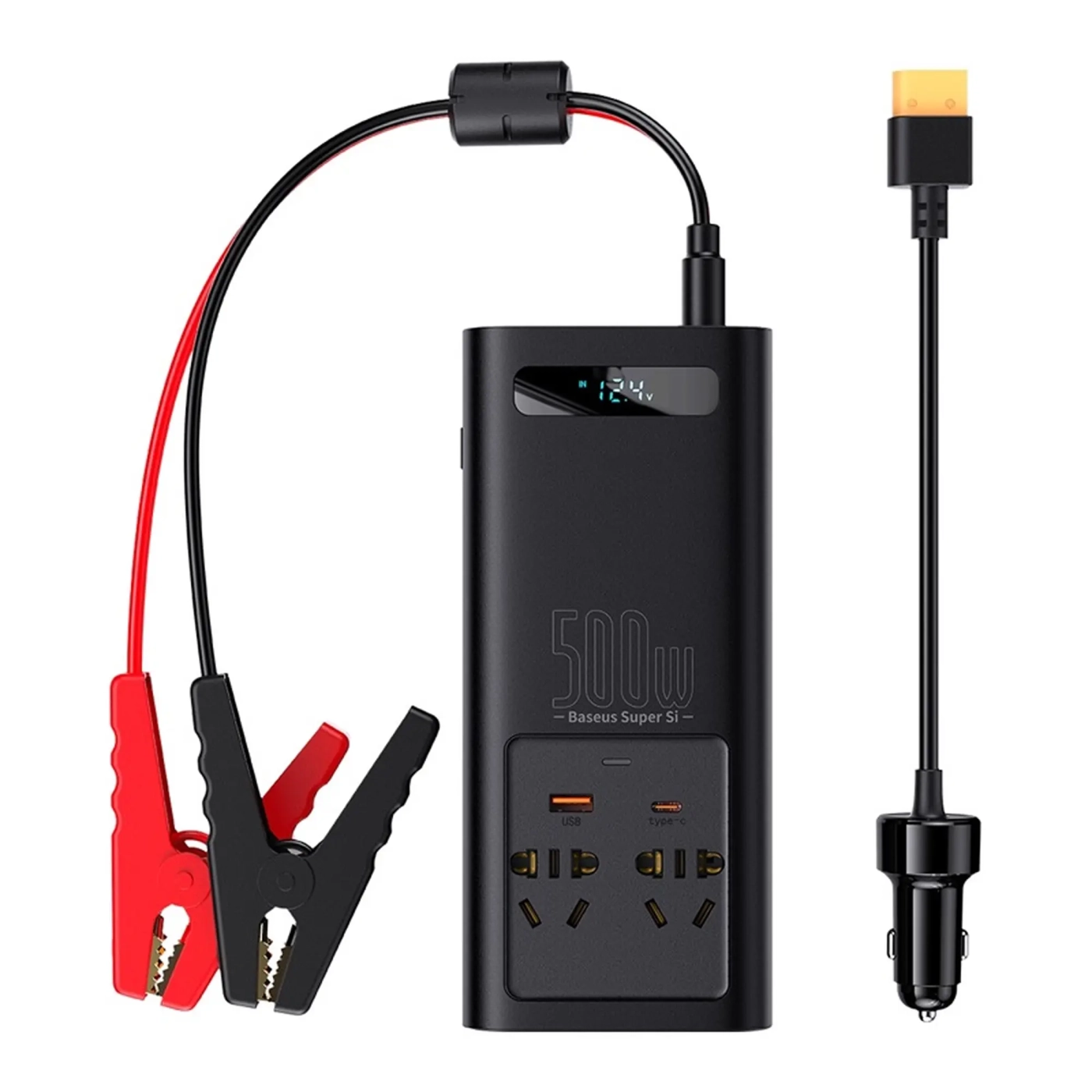Купить Автомобильный инвертор Baseus Super Si Power Inverter 500W 220V CN/EU Black - фото 1