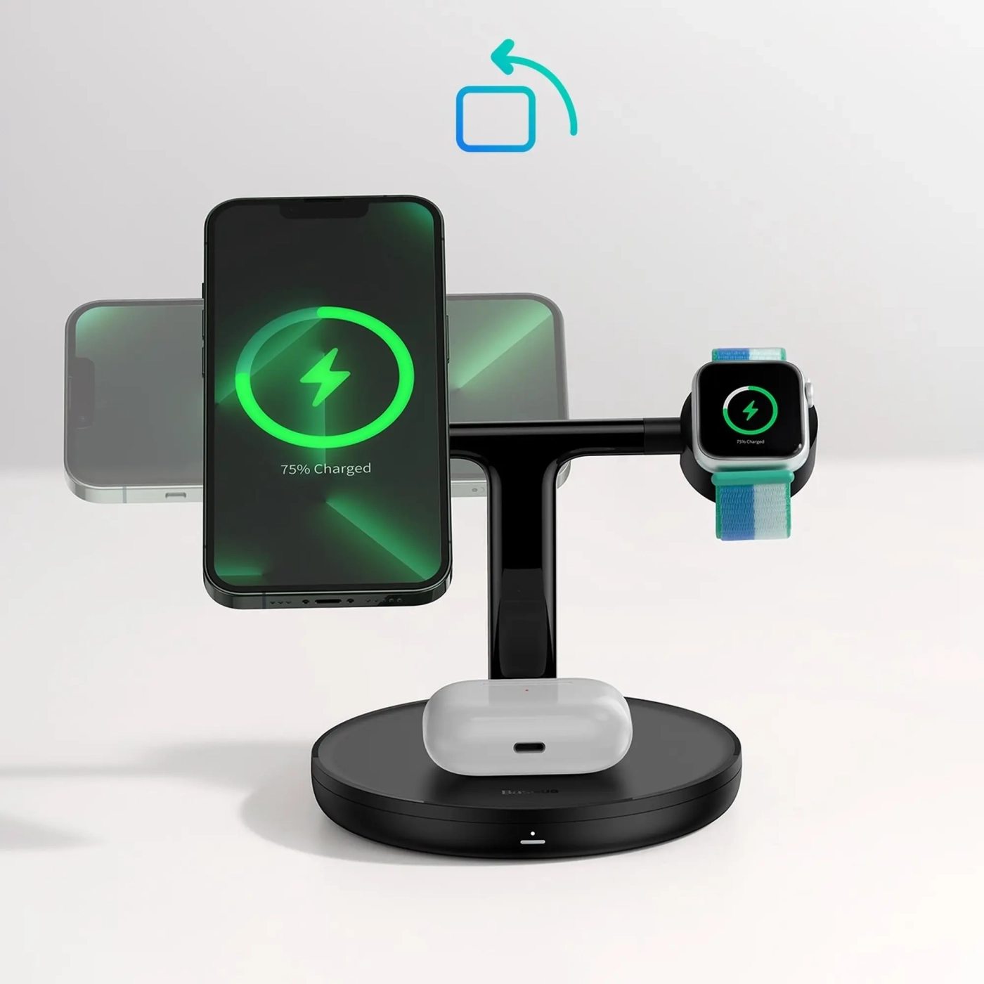 Купити БЗП Baseus Swan 3-in-1 Wireless Magnetic Charging Bracket 20W Black - фото 12