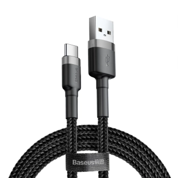 Купить Кабель Baseus Cafule USB-USB Type-C, 3A, 0.5м Black/Grey (CATKLF-AG1) - фото 1