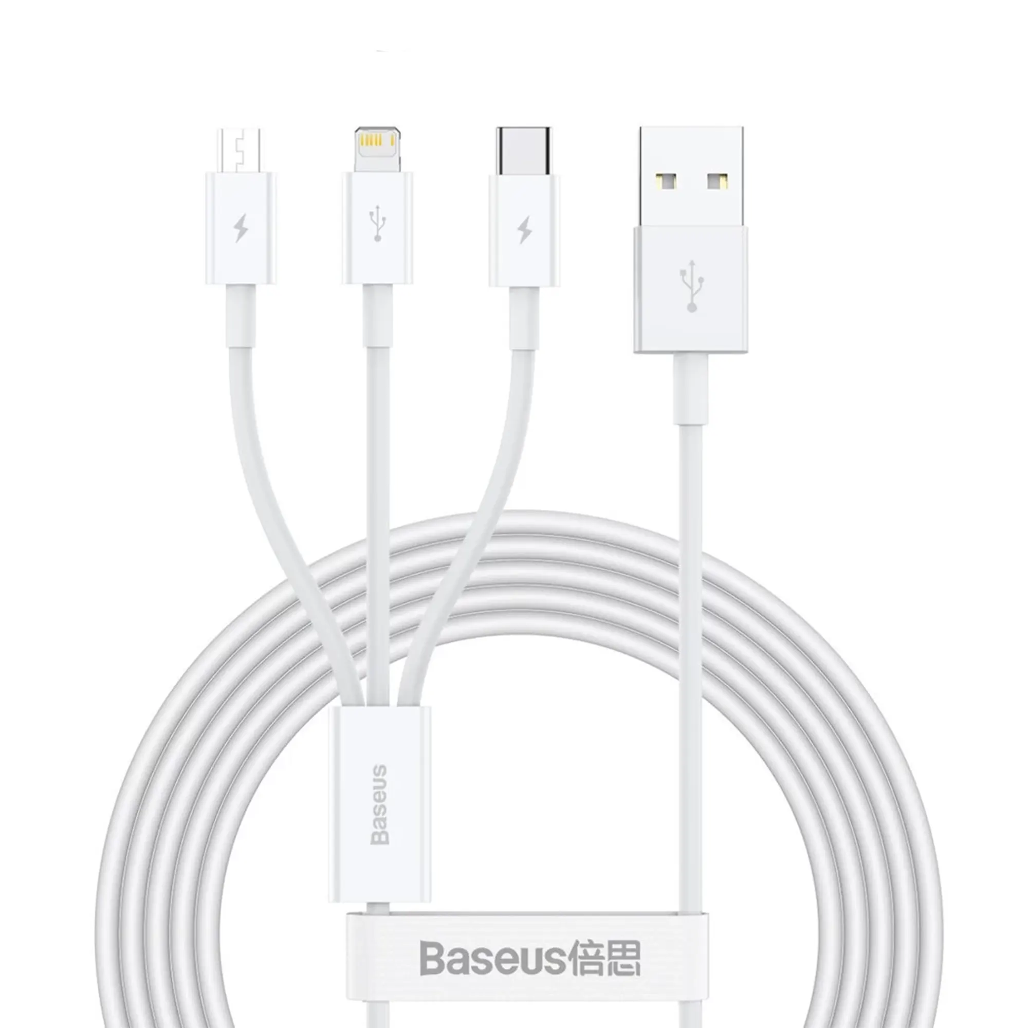Купити Кабель Baseus Superior Series Fast Charging 3-in-1 (Micro USB+Lightning+Type-C) 3.5A (1.5m) White - фото 1