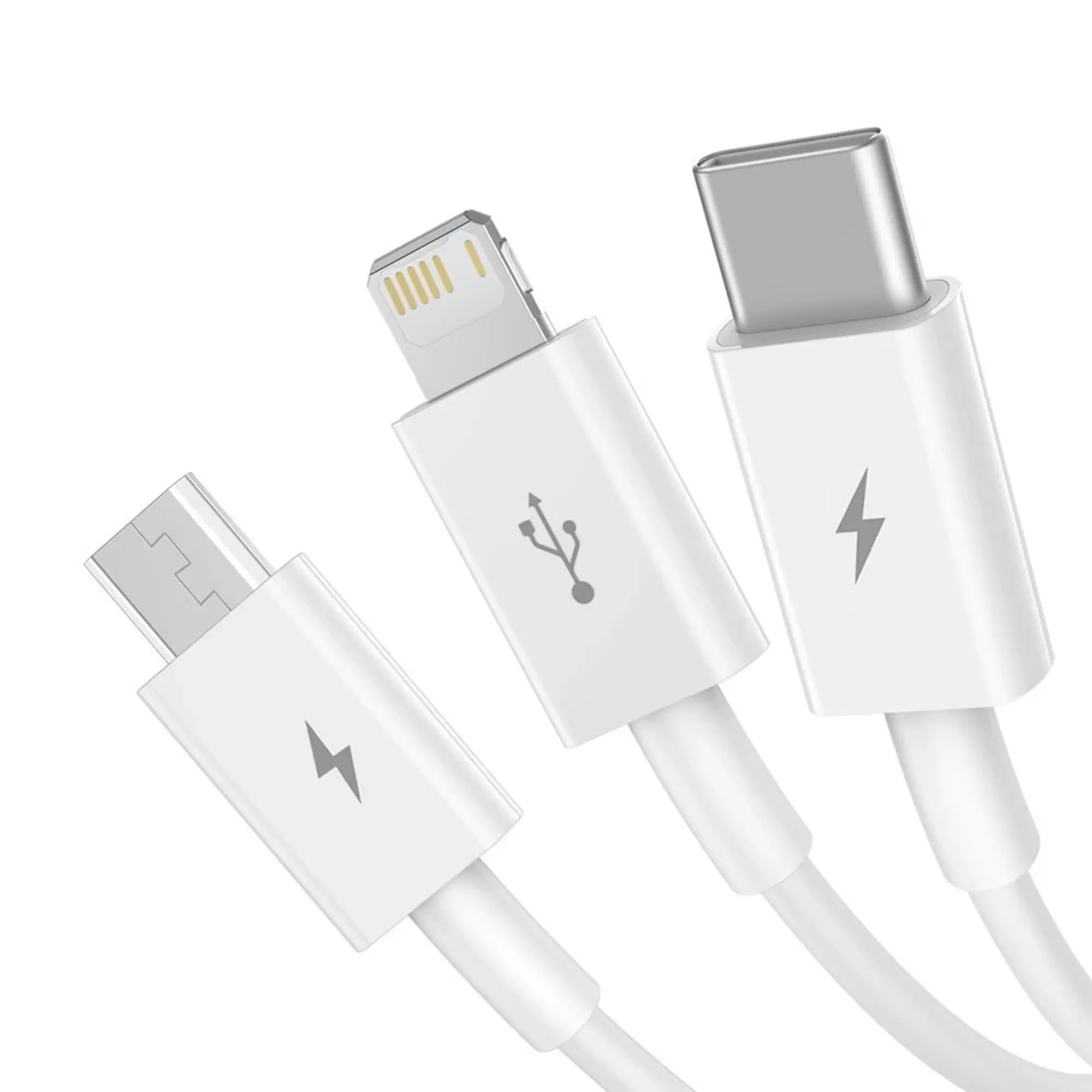 Купити Кабель Baseus Superior Series Fast Charging 3-in-1 (Micro USB+Lightning+Type-C) 3.5A (1.5m) White - фото 3