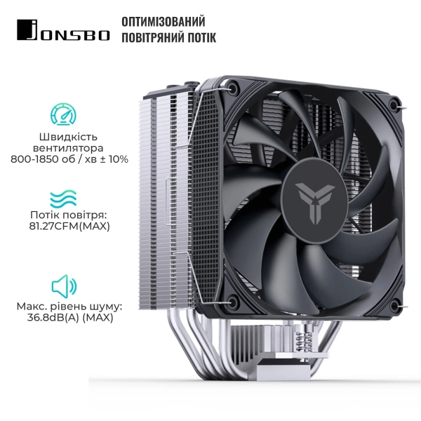 Купить Процессорный кулер JONSBO PISA A4 Gray (120mm/LGA 1700/1200/115X/AM4/AM5/250W/4Pin PWM) - фото 3