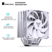 Купить Процессорный кулер JONSBO PISA A4 White (120mm/LGA 1700/1200/115X/AM4/AM5/250W/4Pin PWM) - фото 3