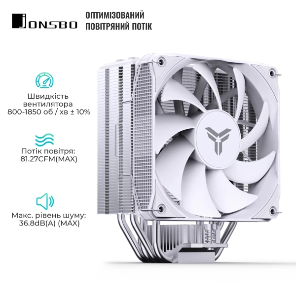 Купить Процессорный кулер JONSBO PISA A4 White (120mm/LGA 1700/1200/115X/AM4/AM5/250W/4Pin PWM) - фото 3