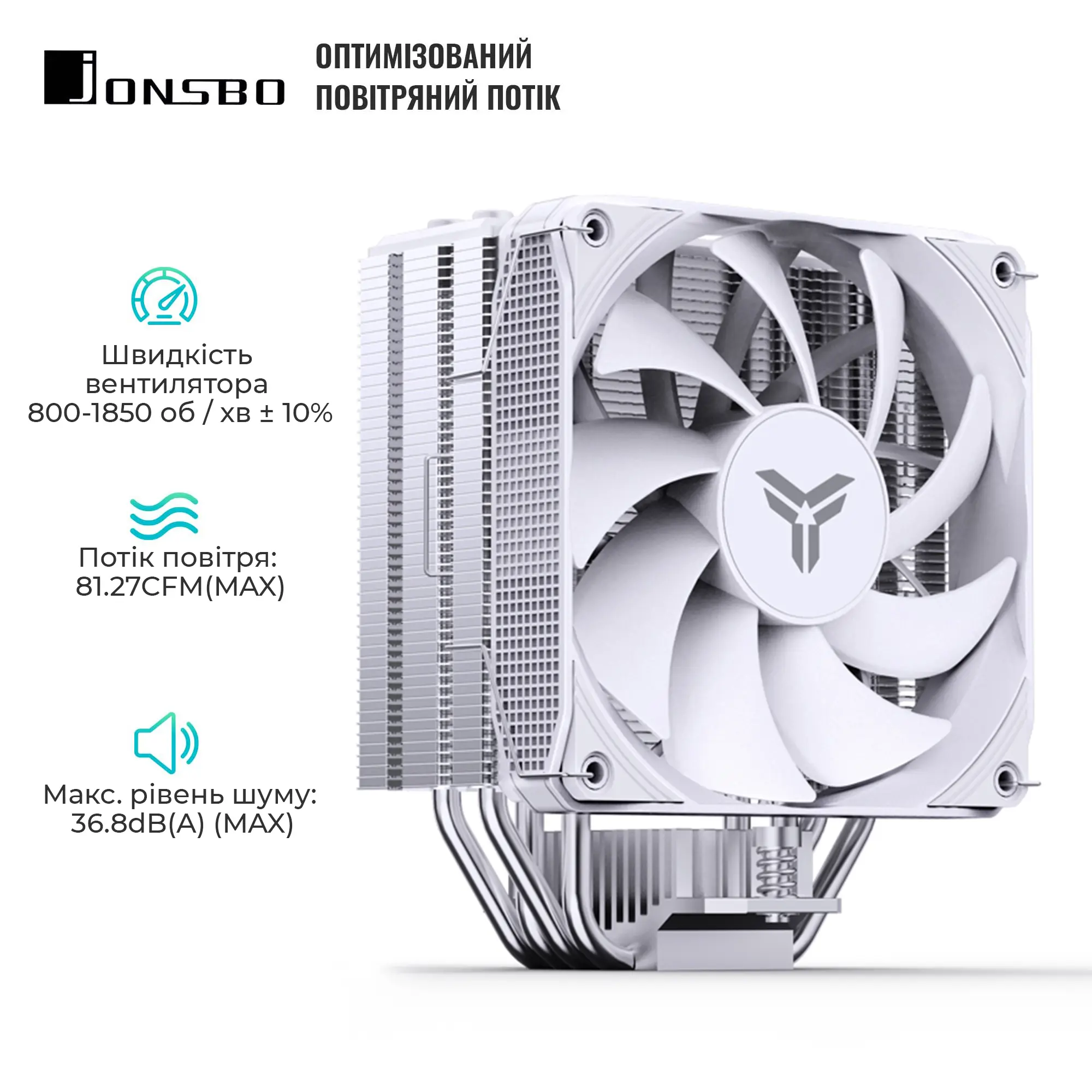 Купить Процессорный кулер JONSBO PISA A4 White (120mm/LGA 1700/1200/115X/AM4/AM5/250W/4Pin PWM) - фото 3