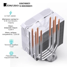 Купить Процессорный кулер JONSBO PISA A4 White (120mm/LGA 1700/1200/115X/AM4/AM5/250W/4Pin PWM) - фото 5