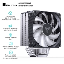 Купити Процесорний кулер JONSBO PISA A5 ARGB Gray (120mm/LGA 1700/1200/115X/AM4/AM5/265W/4Pin PWM) - фото 3