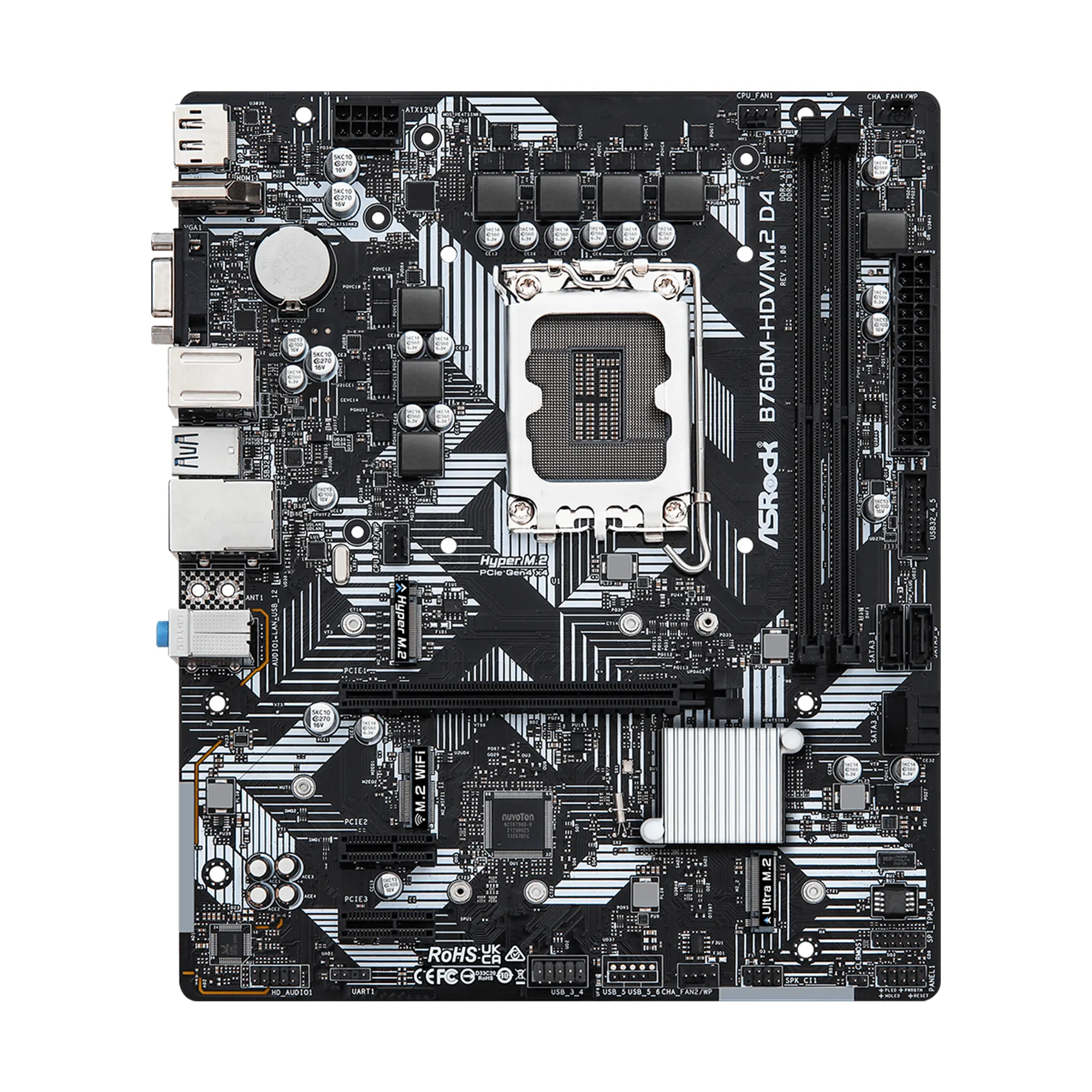 Купить Материнская плата ASRock B760M-HDV/M.2 D4 (s1700/B760/DDR4/mATX) - фото 2