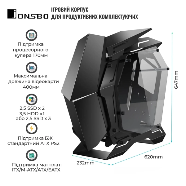 Купити Корпус JONSBO MOD-3 Black - фото 2