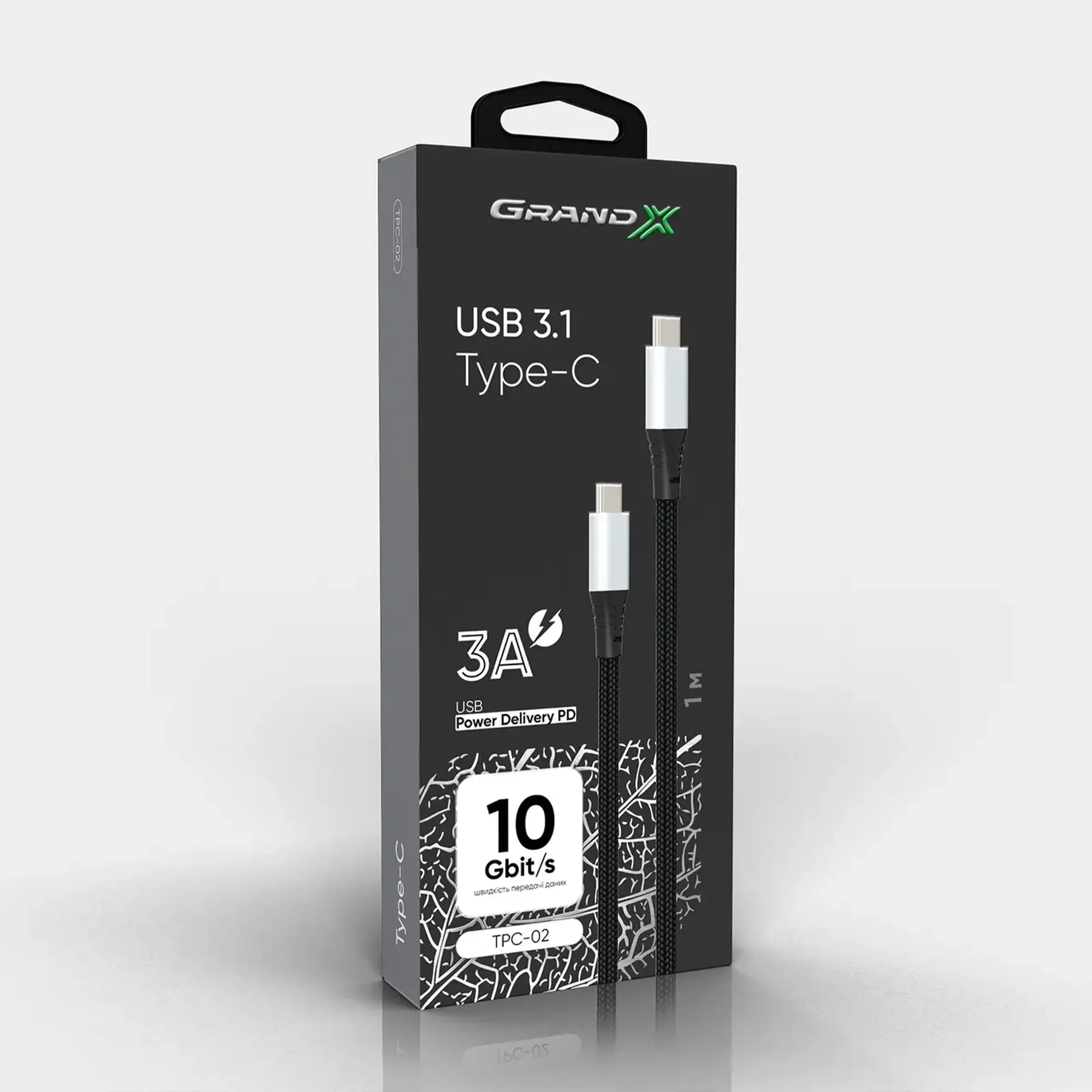 Купить Кабель Grand-X USB 3.1 Type-C Type-C 10Gb/s TPC-02 BOX (TPC-02) - фото 3