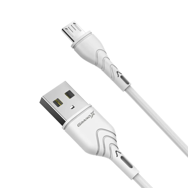 Купить Кабель Grand-X USB-micro USB 3A, 1m, CU, Fast Сharge, White, BOX (PM-03W) - фото 2