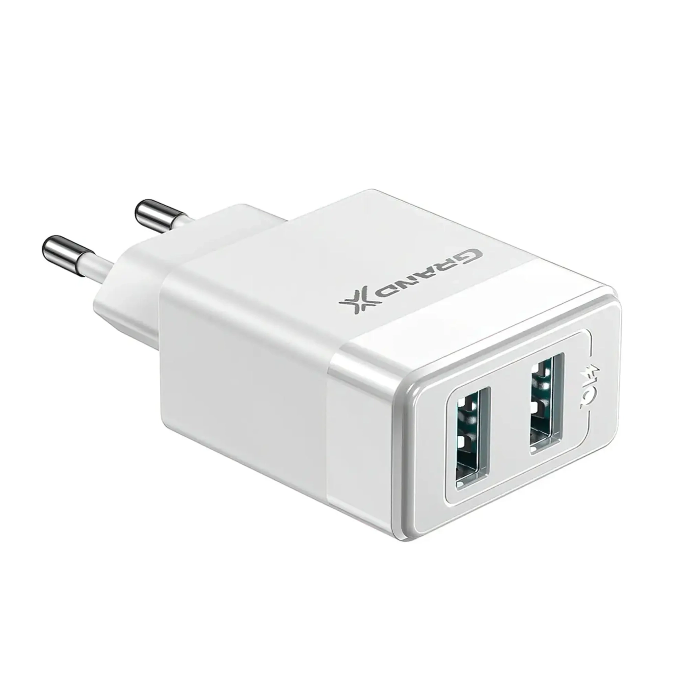 Купити Зарядний пристрій Grand-X 2USB 5V 2,4A White з захистом від перенавантаження (CH-50W) - фото 1