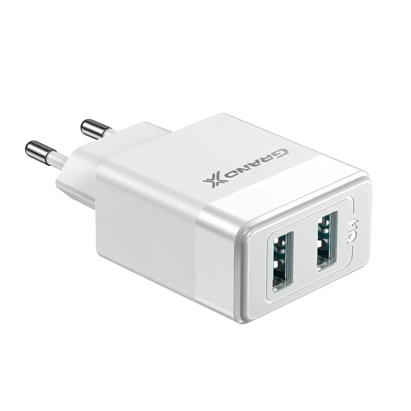 Купити Зарялний пристрій Grand-X 2USB 5V 2,4A White з захистом від перевантаження + cable USB-Lightning (CH-50WL) - фото 2