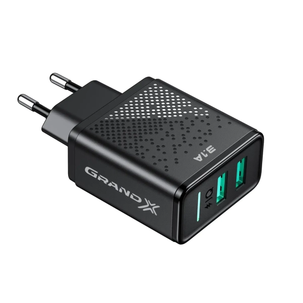 Купити Зарядний пристрій Grand-X 2USB 5V 3,1A з захистом від перенавантаження (CH-60) - фото 2