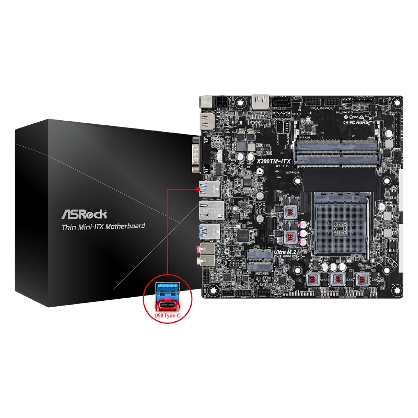 Купить Материнская плата ASRock X300TM-ITX  (sAM4/X300/DDR4/miniATX) - фото 3