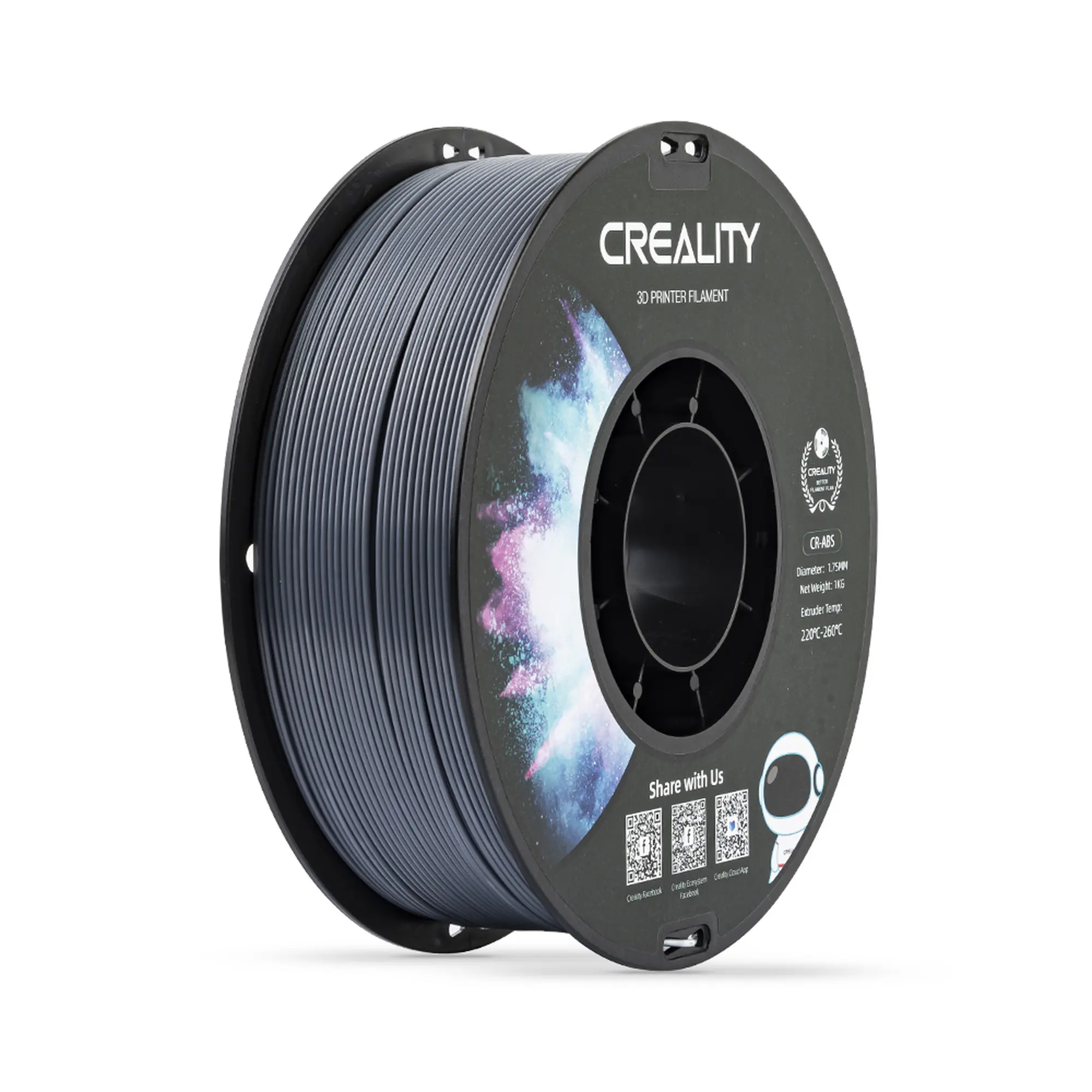 Купить ABS Filament (пластик) для 3D принтера CREALITY 1кг, 1.75мм, серый - фото 1