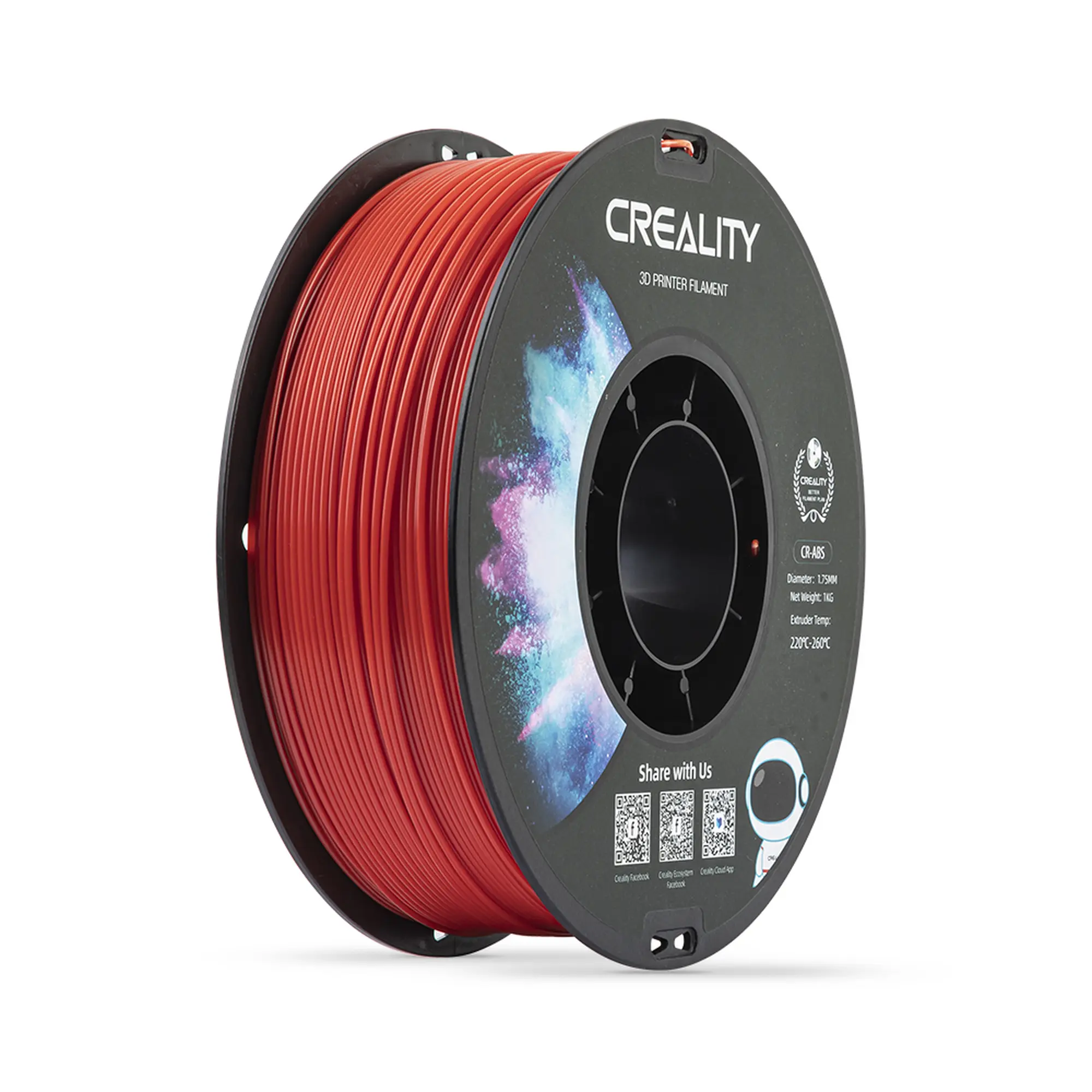 Купить ABS Filament (пластик) для 3D принтера CREALITY 1кг, 1.75мм, красный - фото 1