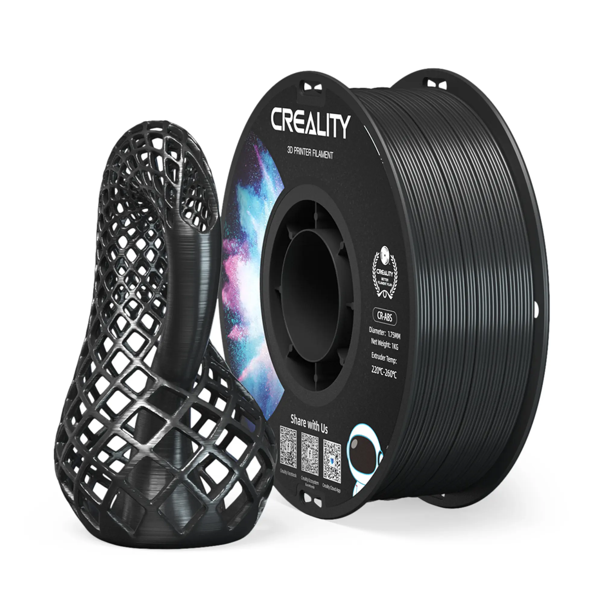 Купити ABS Filament (пластик) для 3D принтера CREALITY 1кг, 1.75мм, чорний - фото 2