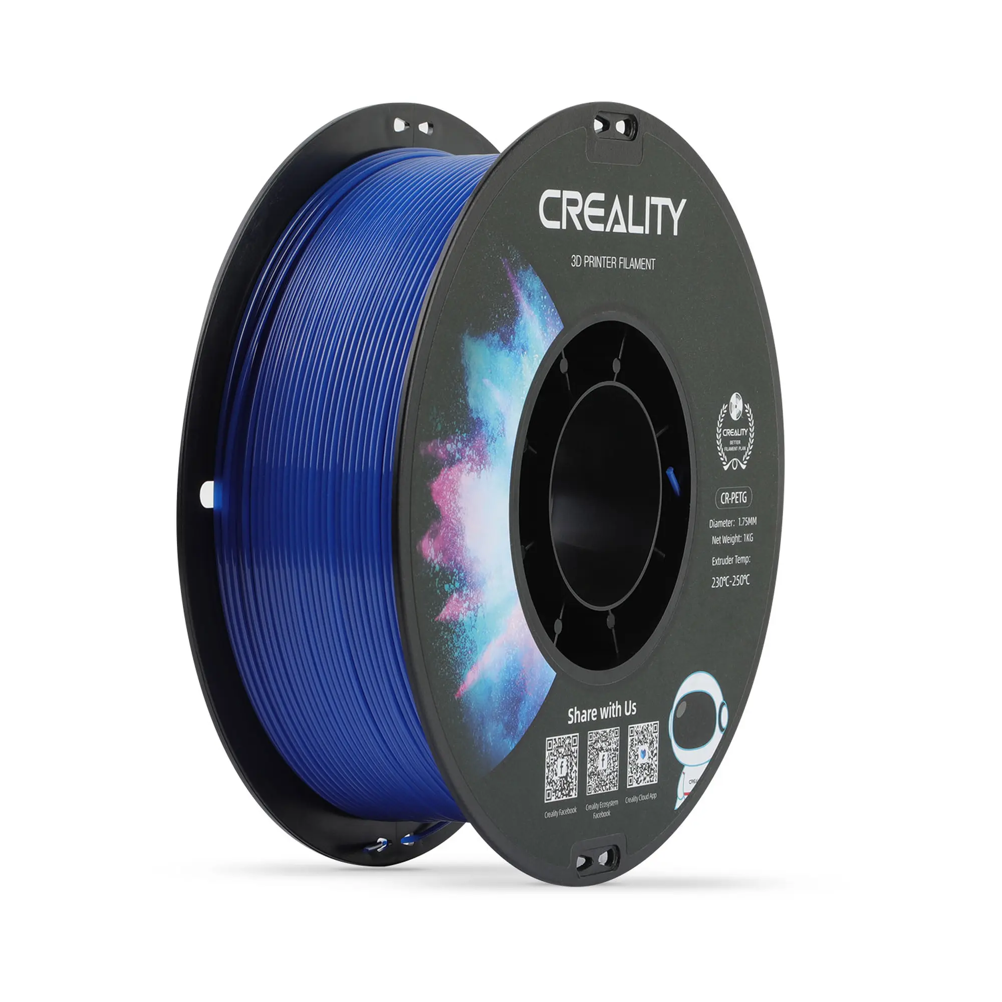 Купити PETG Filament (пластик) для 3D принтера CREALITY 1кг, 1.75мм, синій - фото 1