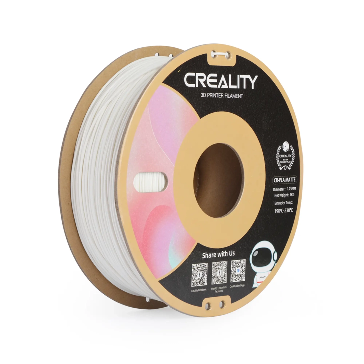 Купити PLA Filament (пластик) для 3D принтера CREALITY матовий 1кг, 1.75мм, білий гіпс - фото 1