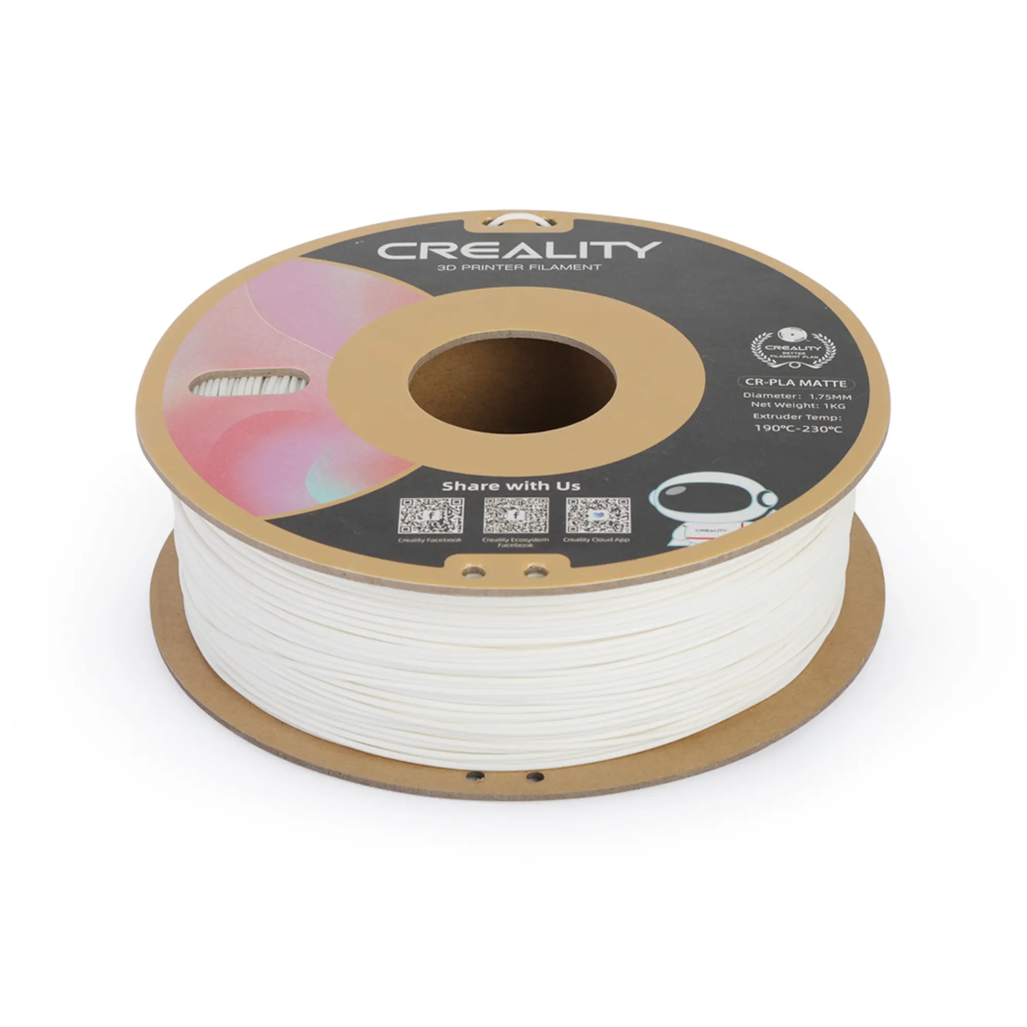 Купити PLA Filament (пластик) для 3D принтера CREALITY матовий 1кг, 1.75мм, білий гіпс - фото 2