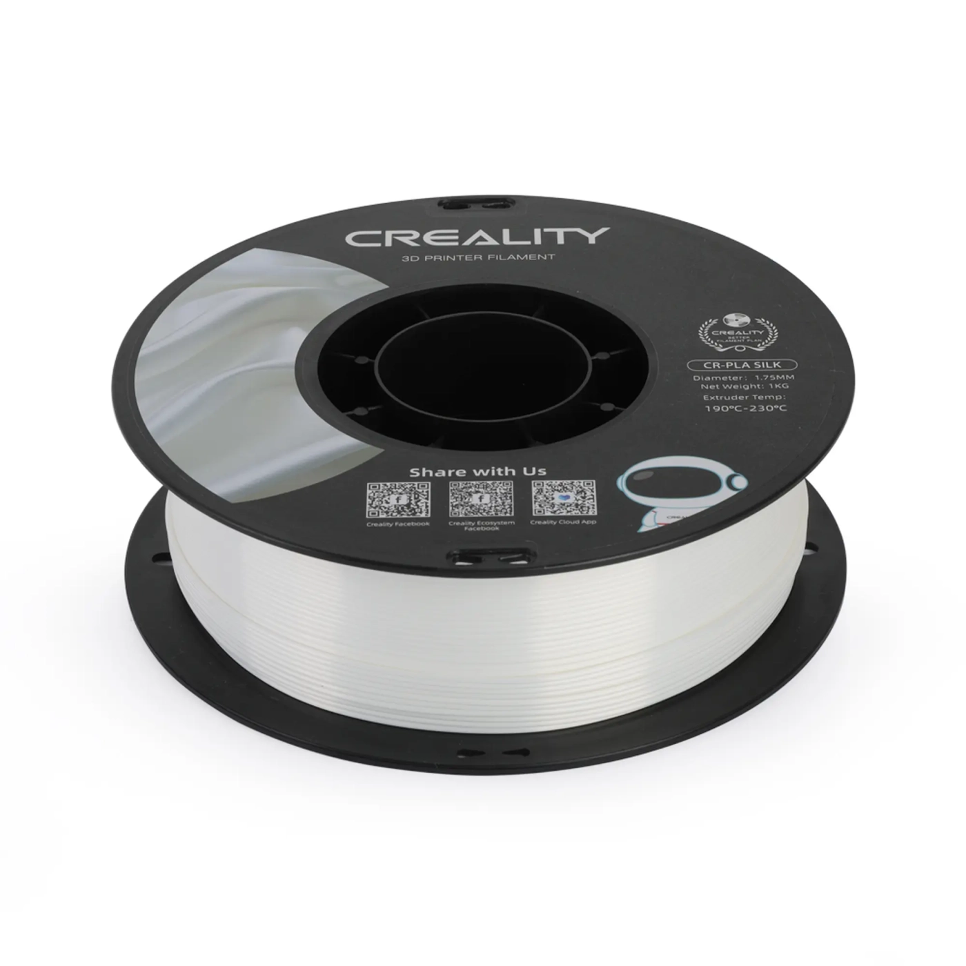 Купить PLA Filament (пластик) для 3D принтера CREALITY шелковый блеск 1кг, 1.75мм, белый - фото 4