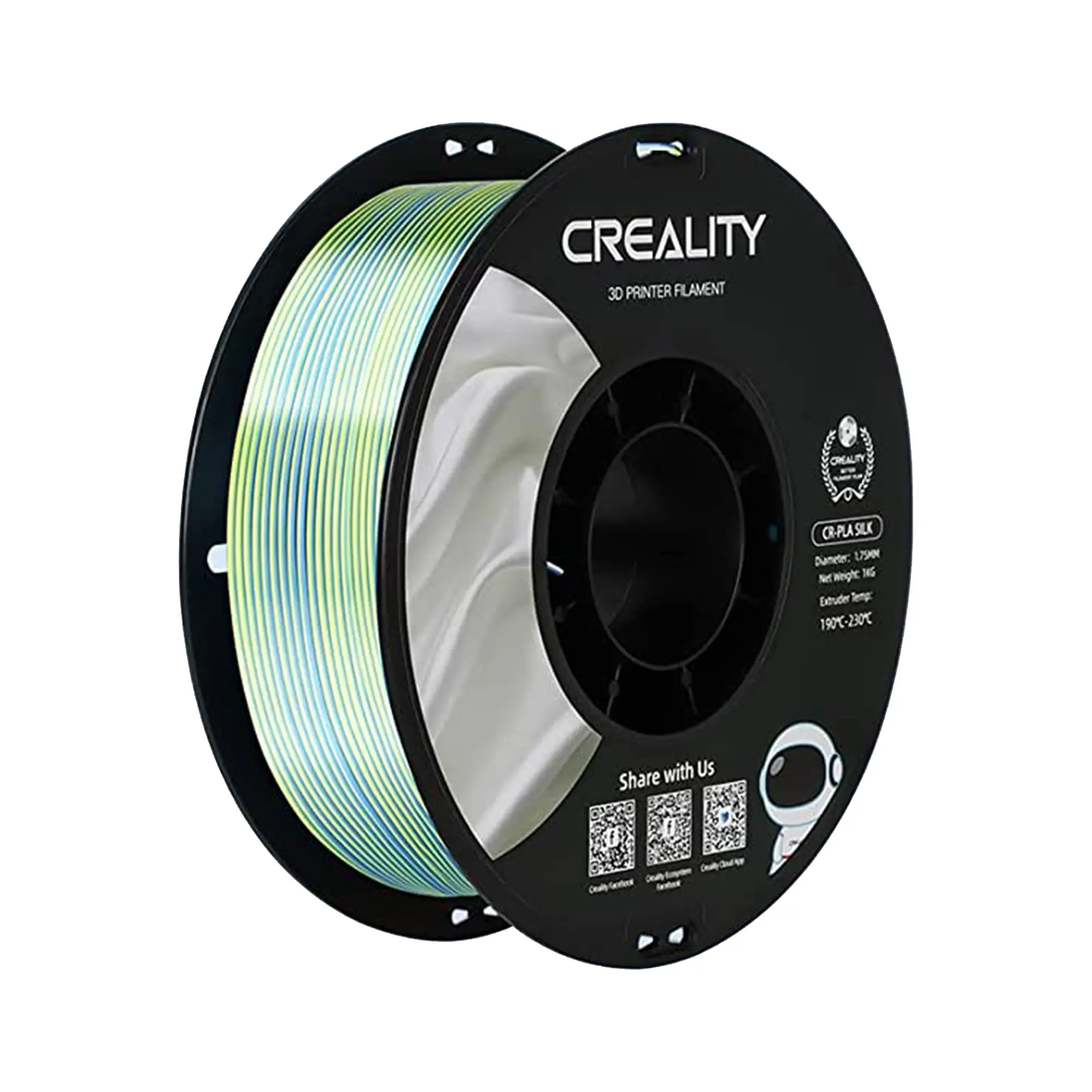 Купити PLA Filament (пластик) для 3D принтера CREALITY шовковий блиск 1кг, 1.75мм, жовто-блакитний - фото 1