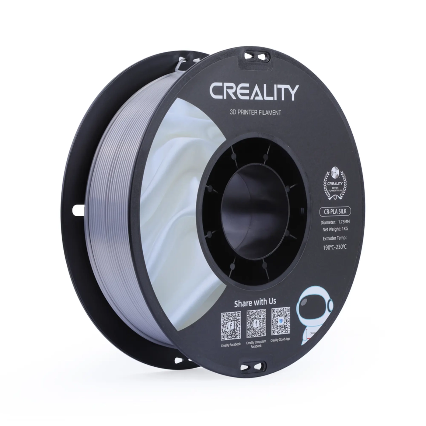 Купить PLA Filament (пластик) для 3D принтера CREALITY шелковый блеск 1кг, 1.75мм, серебристый - фото 1