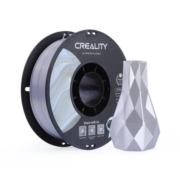 Купить PLA Filament (пластик) для 3D принтера CREALITY шелковый блеск 1кг, 1.75мм, серебристый - фото 2