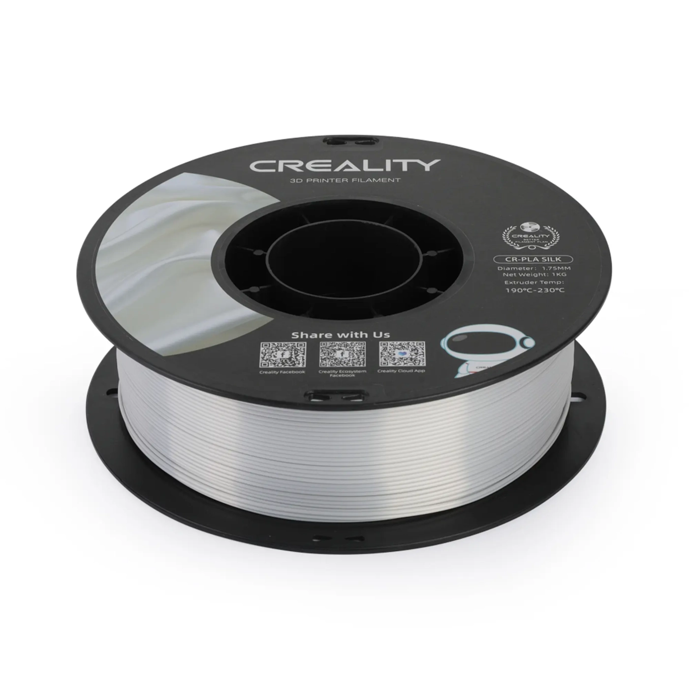 Купить PLA Filament (пластик) для 3D принтера CREALITY шелковый блеск 1кг, 1.75мм, серебристый - фото 4