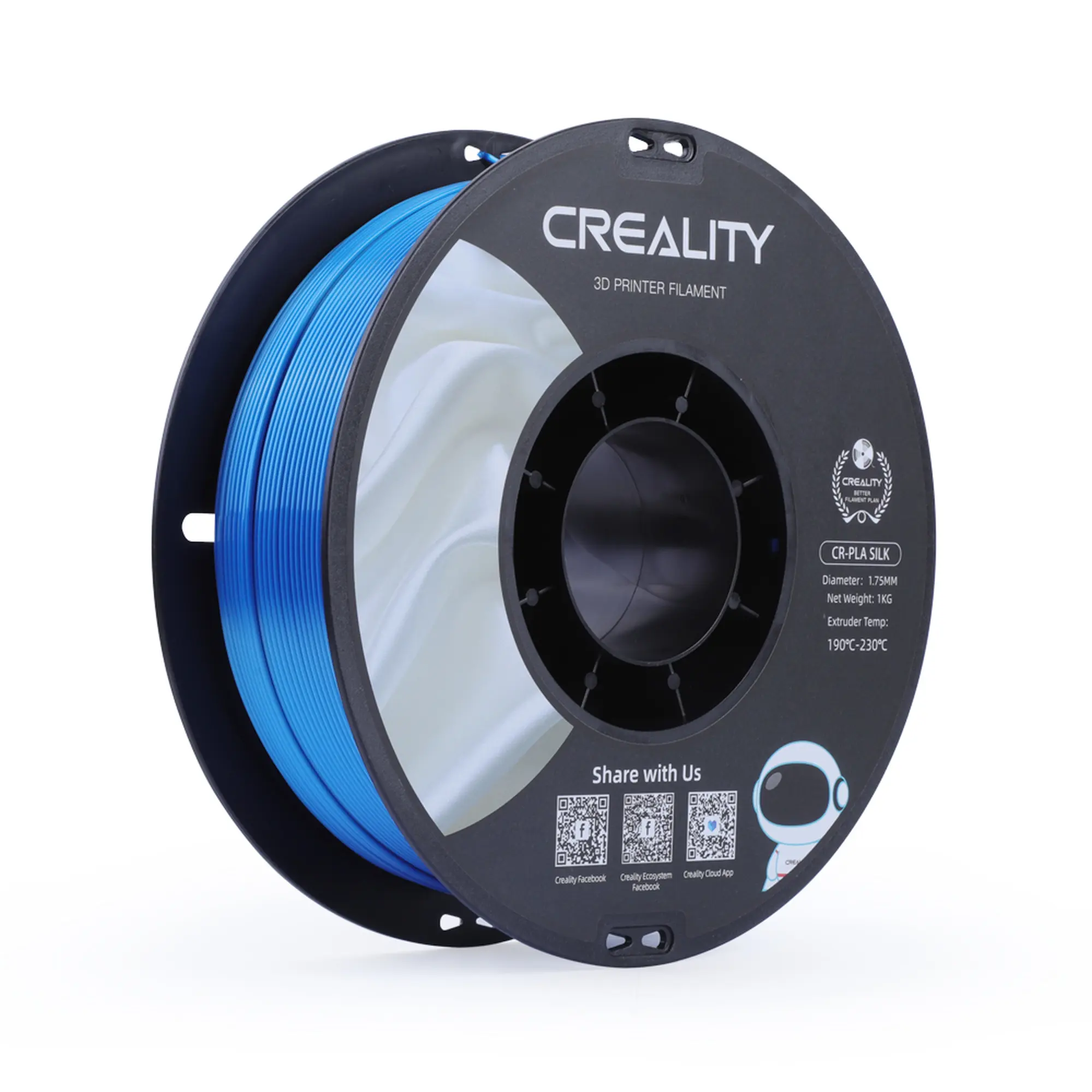 Купить PLA Filament (пластик) для 3D принтера CREALITY шелковый блеск 1кг, 1.75мм, серебристый - фото 1