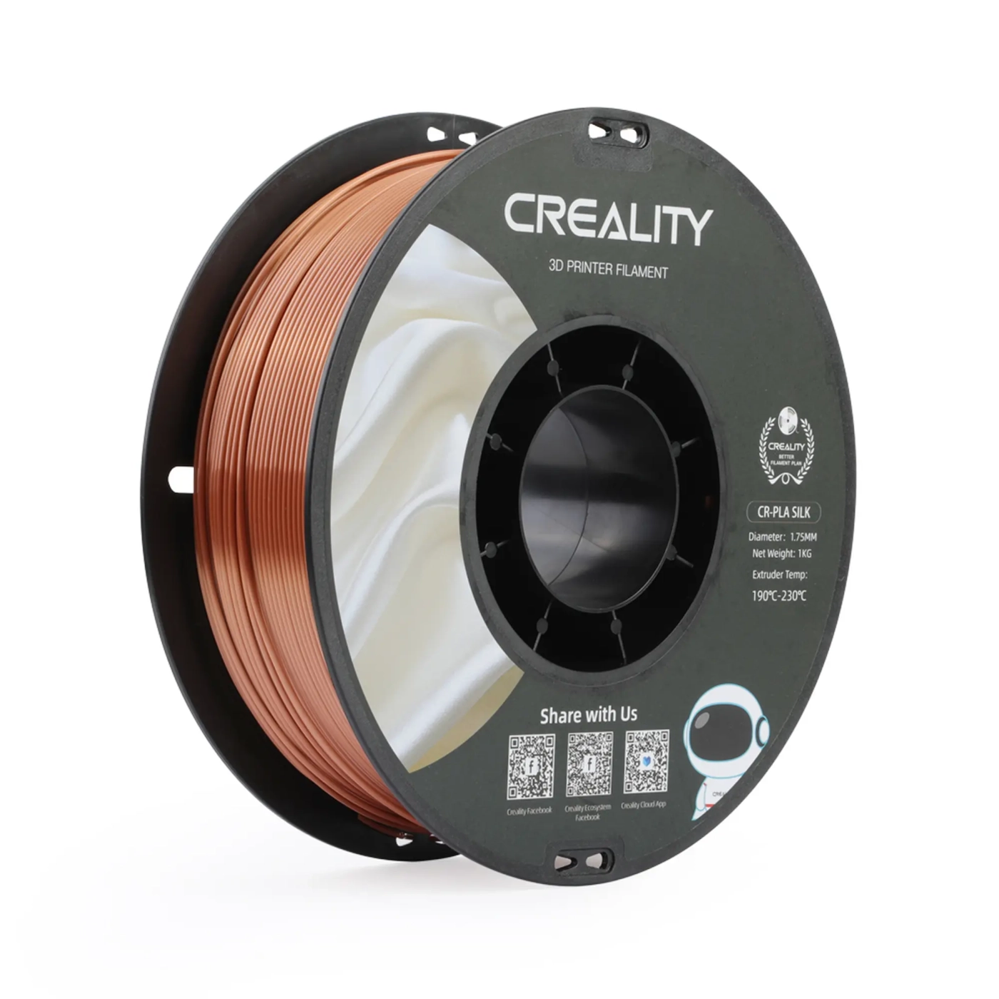 Купити PLA Filament (пластик) для 3D принтера CREALITY шовковий блиск 1кг, 1.75мм, червона мідь - фото 1